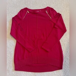 BNWT Rafaella La Femme Boheme Red Zip Shoulder High Low Sweater - Size Small